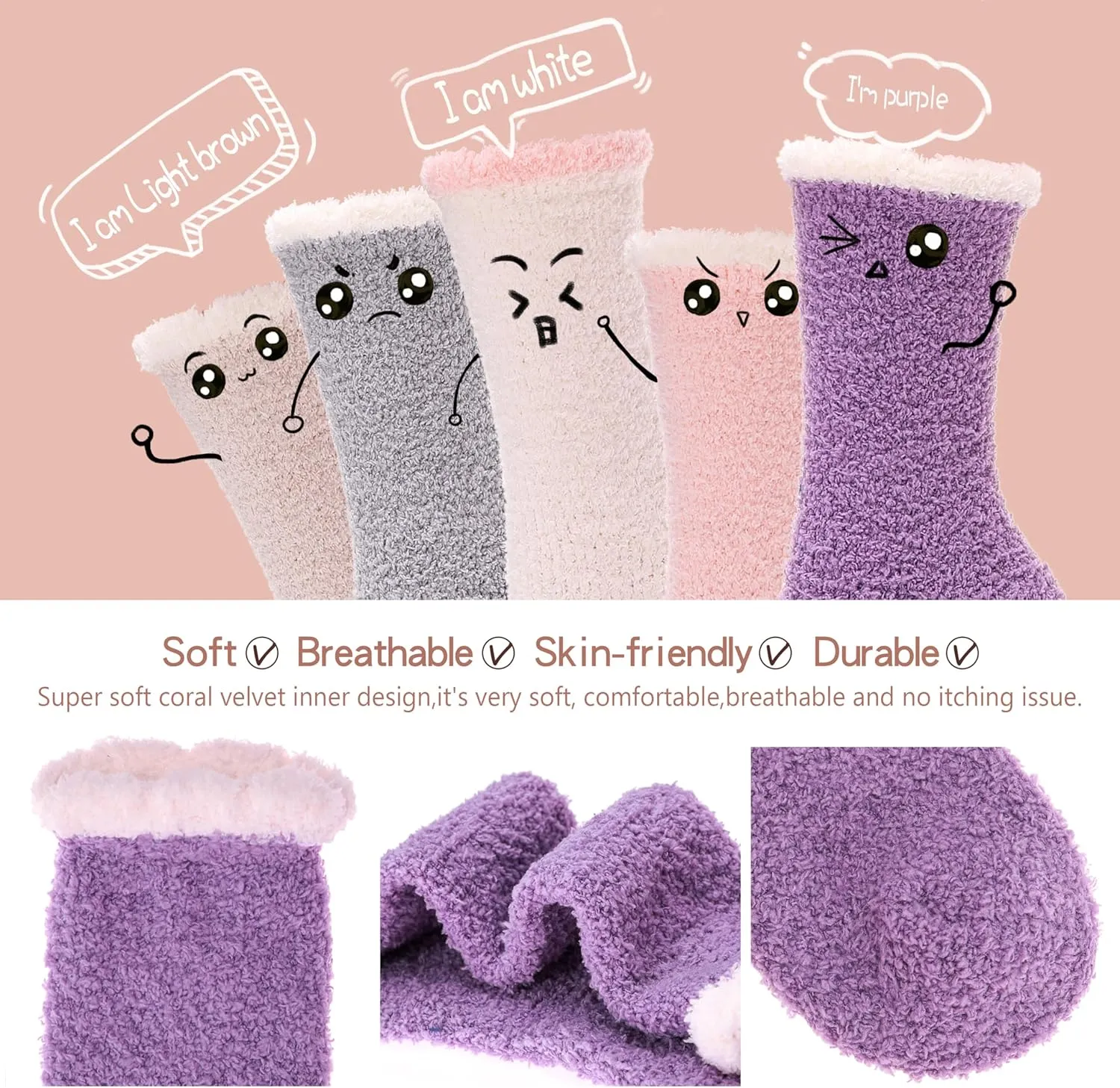 EBMORE Womens Fuzzy Socks Slipper Fluffy Cozy Comfy Cabin Plush Warm Winter Sleep Home Soft Socks