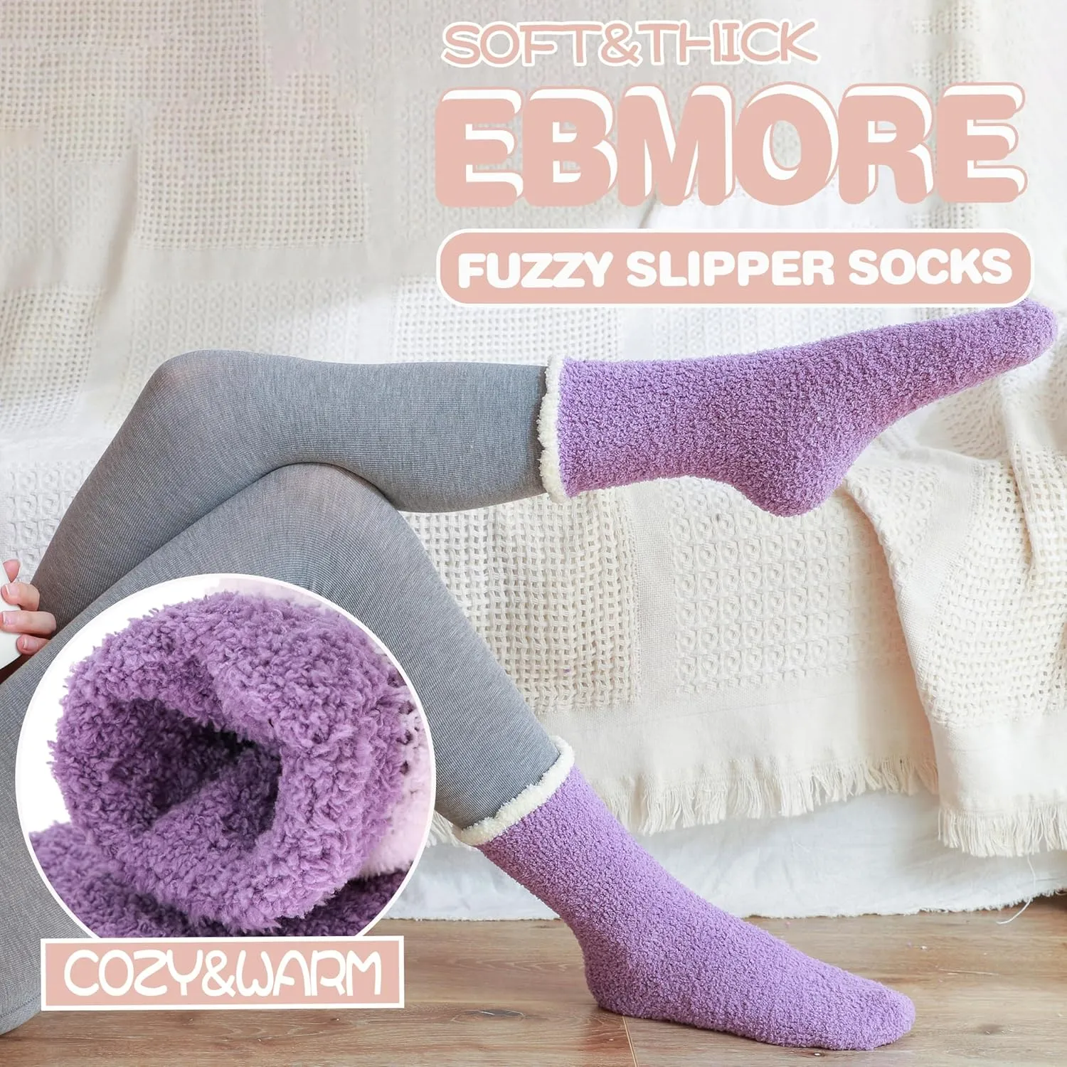EBMORE Womens Fuzzy Socks Slipper Fluffy Cozy Comfy Cabin Plush Warm Winter Sleep Home Soft Socks
