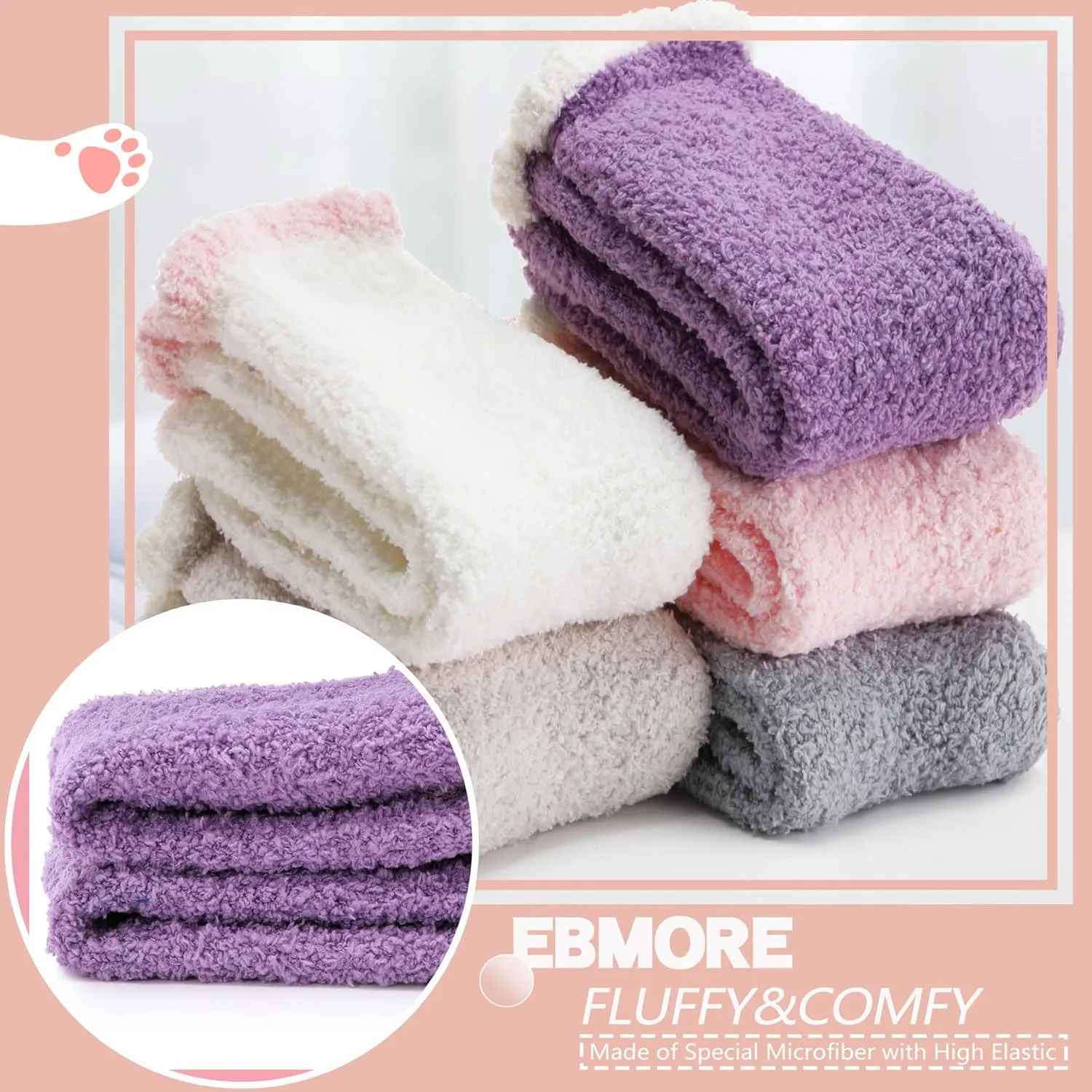 EBMORE Womens Fuzzy Socks Slipper Fluffy Cozy Comfy Cabin Plush Warm Winter Sleep Home Soft Socks