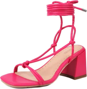 Fashion Lace Up Heels for Women Chunky Heel Strappy Sandals