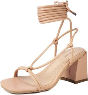 Fashion Lace Up Heels for Women Chunky Heel Strappy Sandals