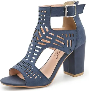 Fashion Peep Toe Booties for Women Cutout Block Heels Sandals Gladiator Summer Mesh Booties