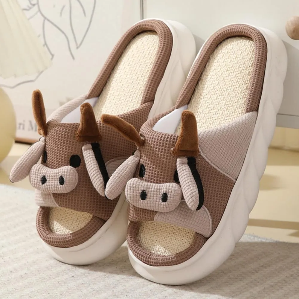 FAYUEKEY Cow Slippers for Women Mens Fuzzy Shoes Gift Indoor Outdoor