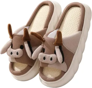 FAYUEKEY Cow Slippers for Women Mens Fuzzy Shoes Gift Indoor Outdoor