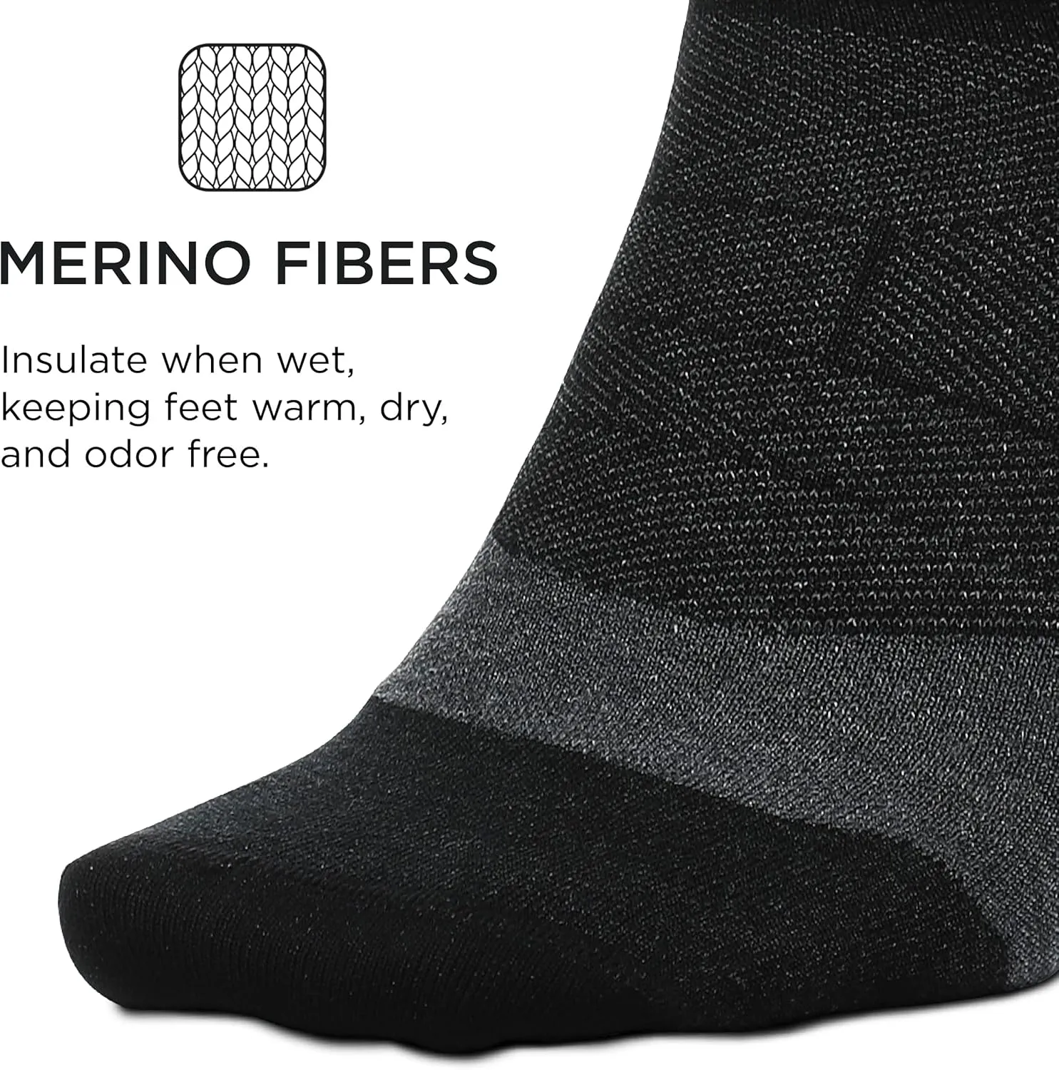 Feetures Merino 10 Ultra Light Cushion No Show Tab Ankle Socks - Wool Socks for Women & Men - (1 Pair)
