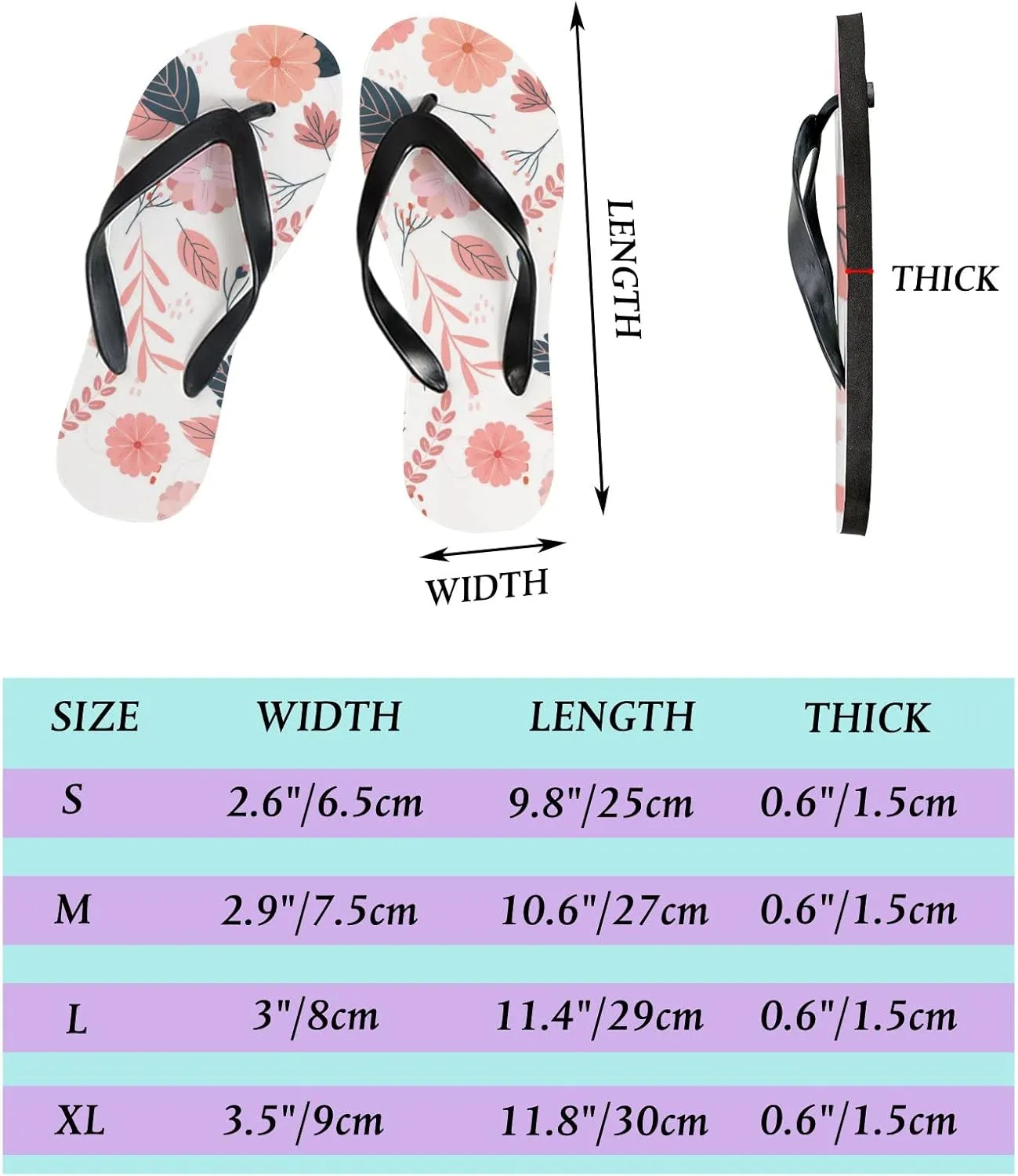 Flip Flops Floral Flowers Leaves Pink Slide Sandals Summer Beach Slippers Thong Sandal Casual Yoga Mat Flat Slides for Women Men