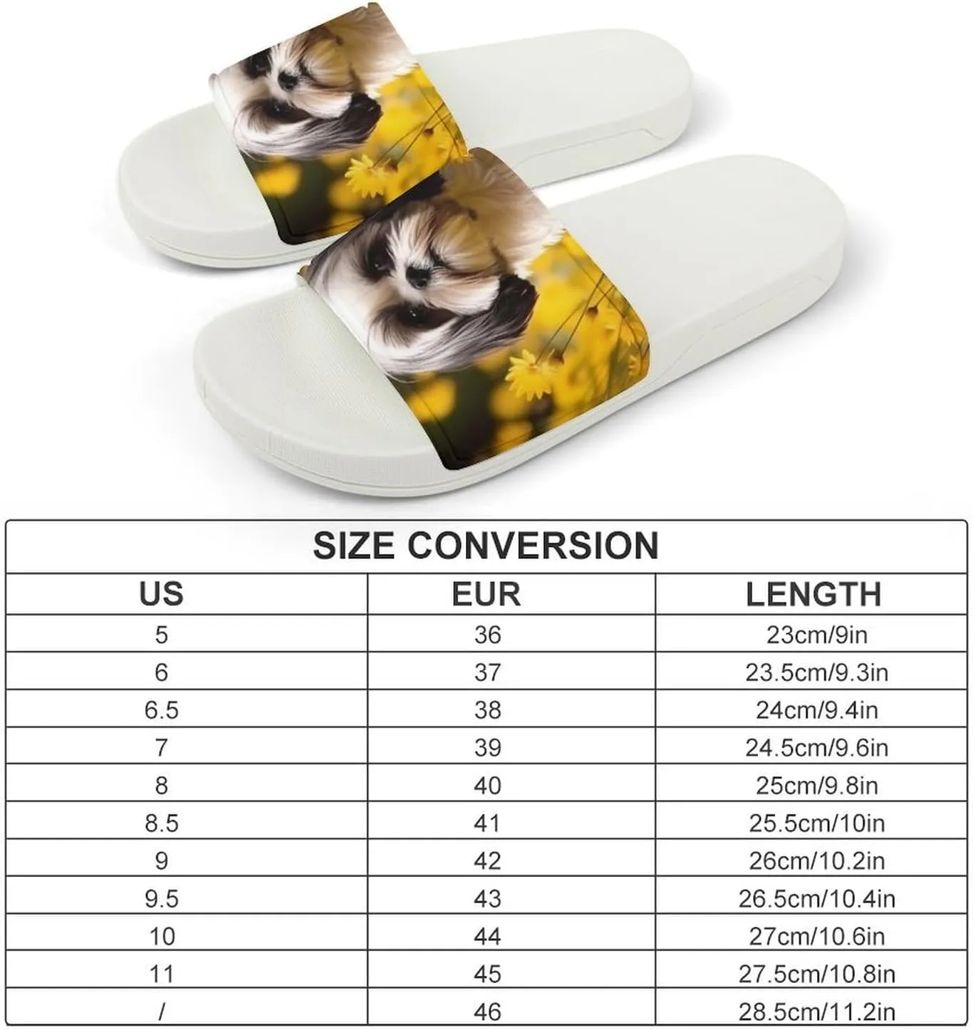 Flower Field Cute Shih Tzu Dog Open Toe Slippers for Women And Men Non Slip Shower Slippers Home Slippers