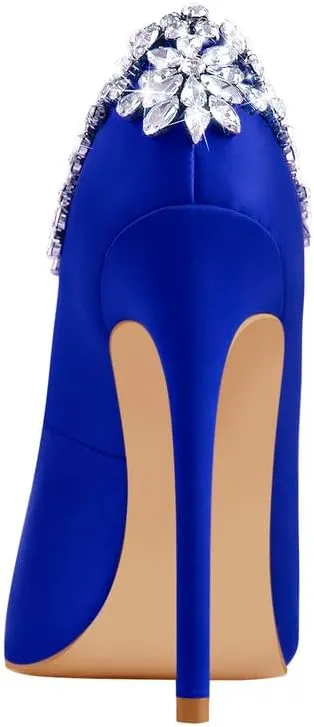 Flower Rhinestone Pointed Toe Stiletto Pumps