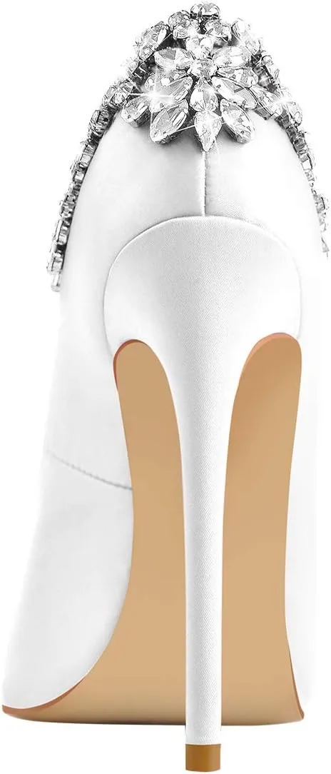 Flower Rhinestone Pointed Toe Stiletto Pumps