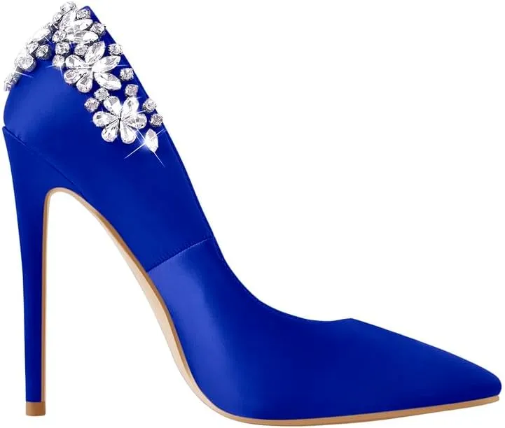 Flower Rhinestone Pointed Toe Stiletto Pumps