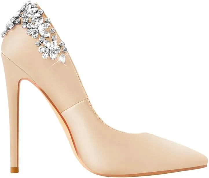 Flower Rhinestone Pointed Toe Stiletto Pumps