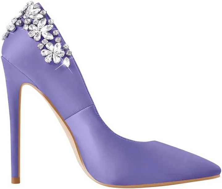 Flower Rhinestone Pointed Toe Stiletto Pumps