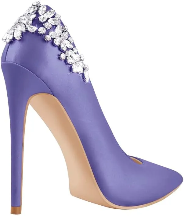 Flower Rhinestone Pointed Toe Stiletto Pumps