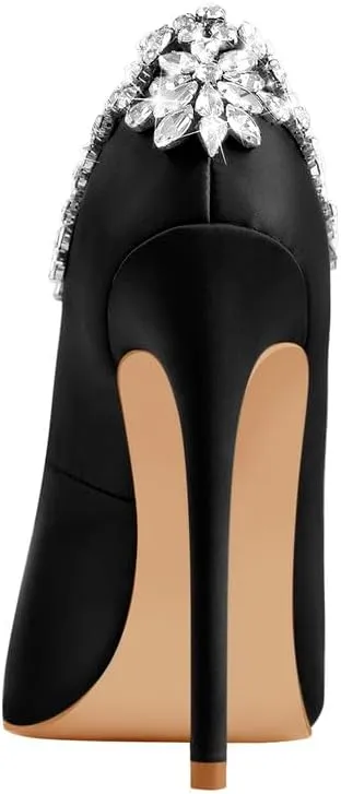 Flower Rhinestone Pointed Toe Stiletto Pumps