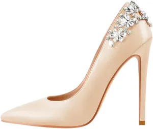 Flower Rhinestone Pointed Toe Stiletto Pumps