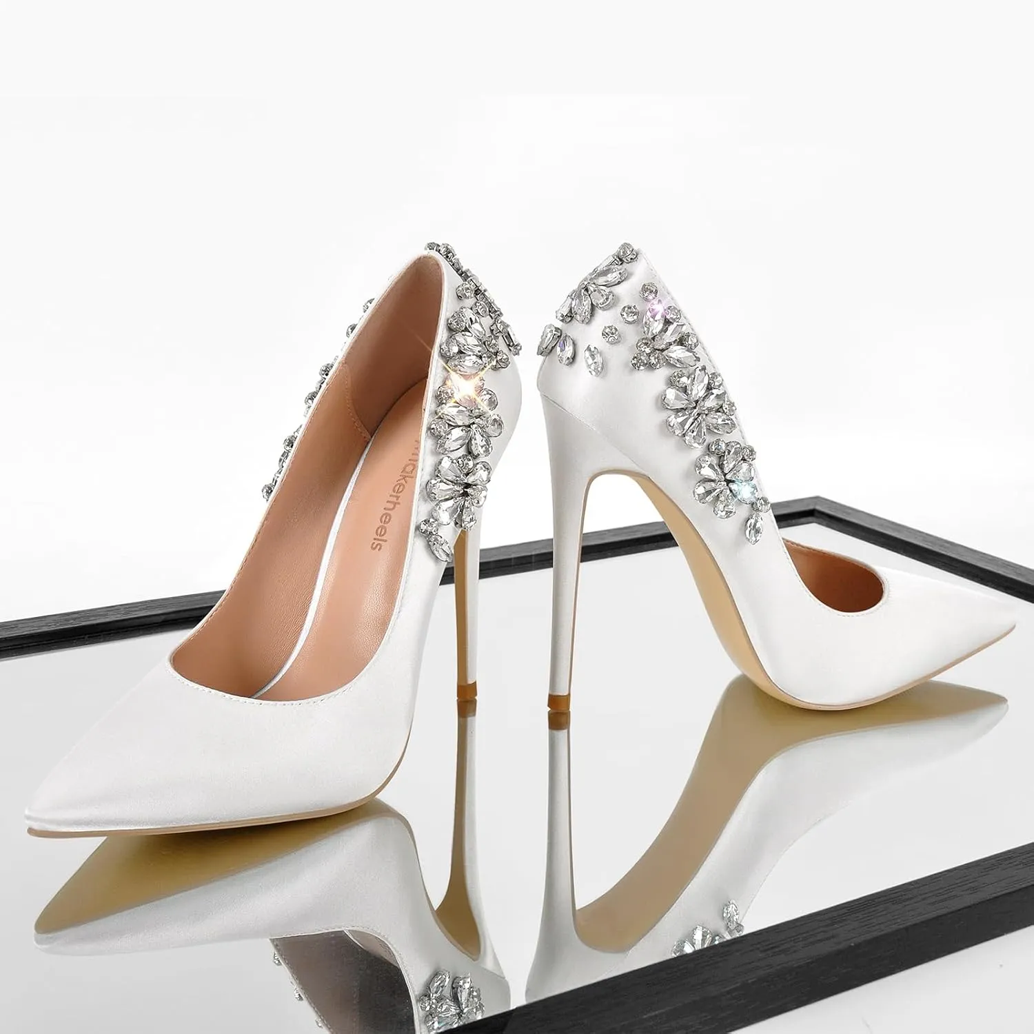 Flower Rhinestone Pointed Toe Stiletto Pumps