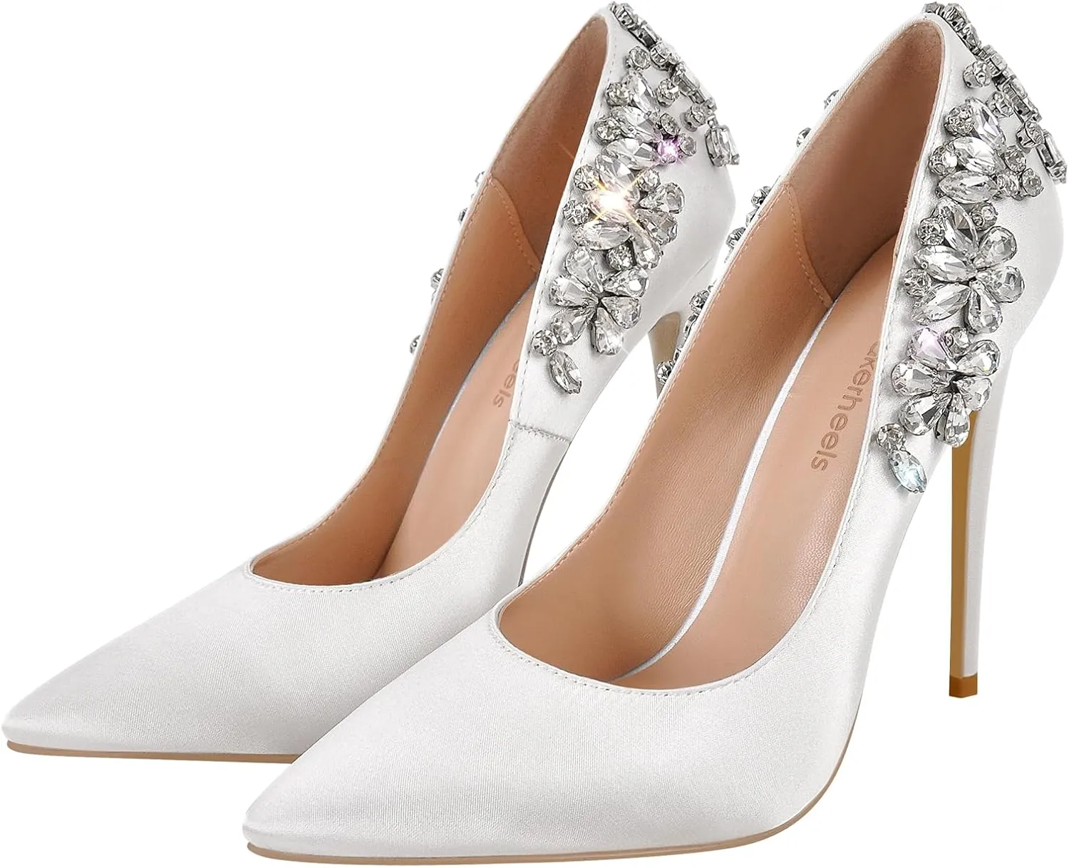 Flower Rhinestone Pointed Toe Stiletto Pumps
