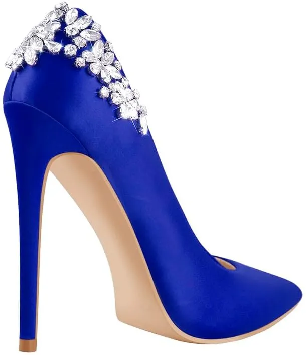 Flower Rhinestone Pointed Toe Stiletto Pumps
