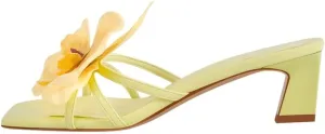 Flower Square Toe Low Heel Sandals
