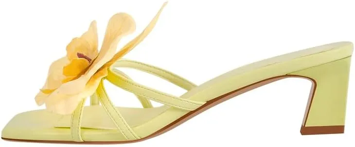 Flower Square Toe Low Heel Sandals