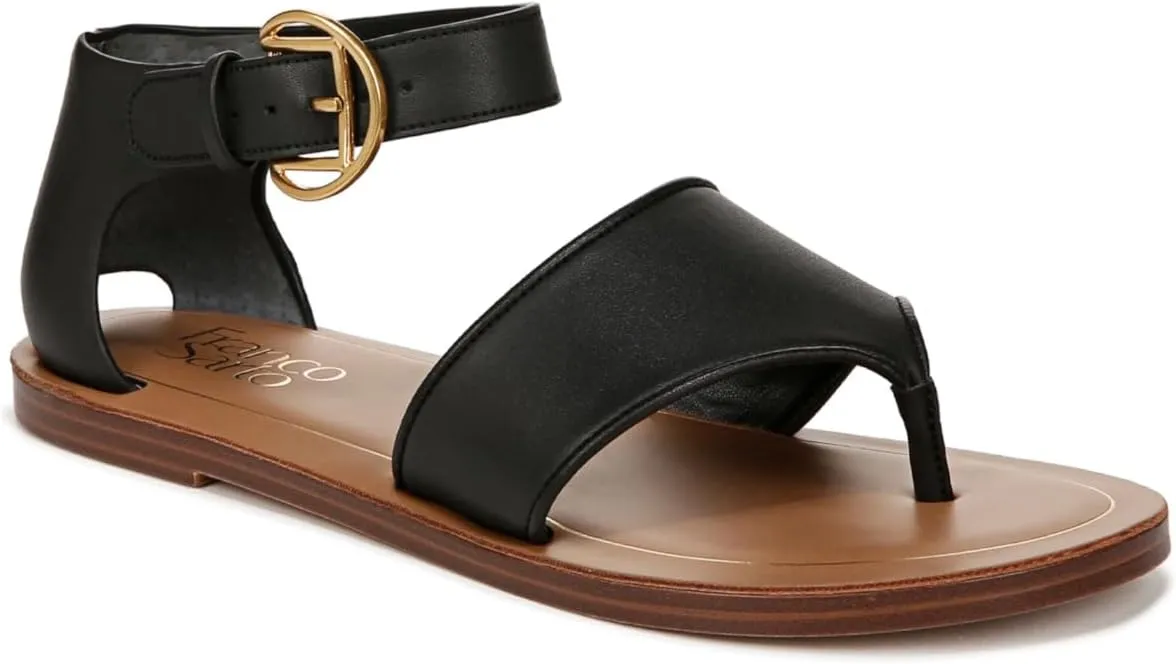 Franco Sarto Women's Ruth Ankle Strap Thong Flat Sandal