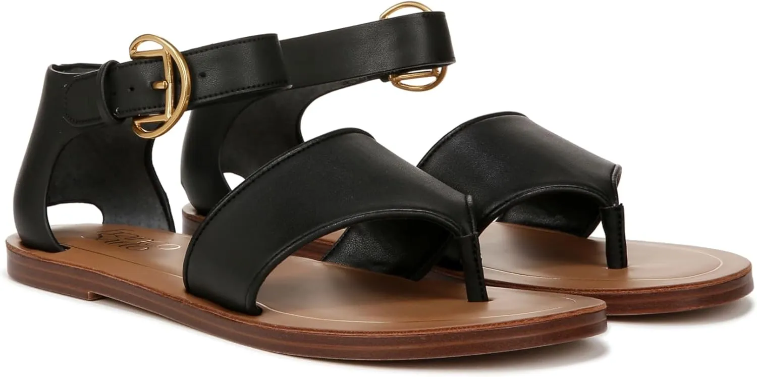 Franco Sarto Women's Ruth Ankle Strap Thong Flat Sandal