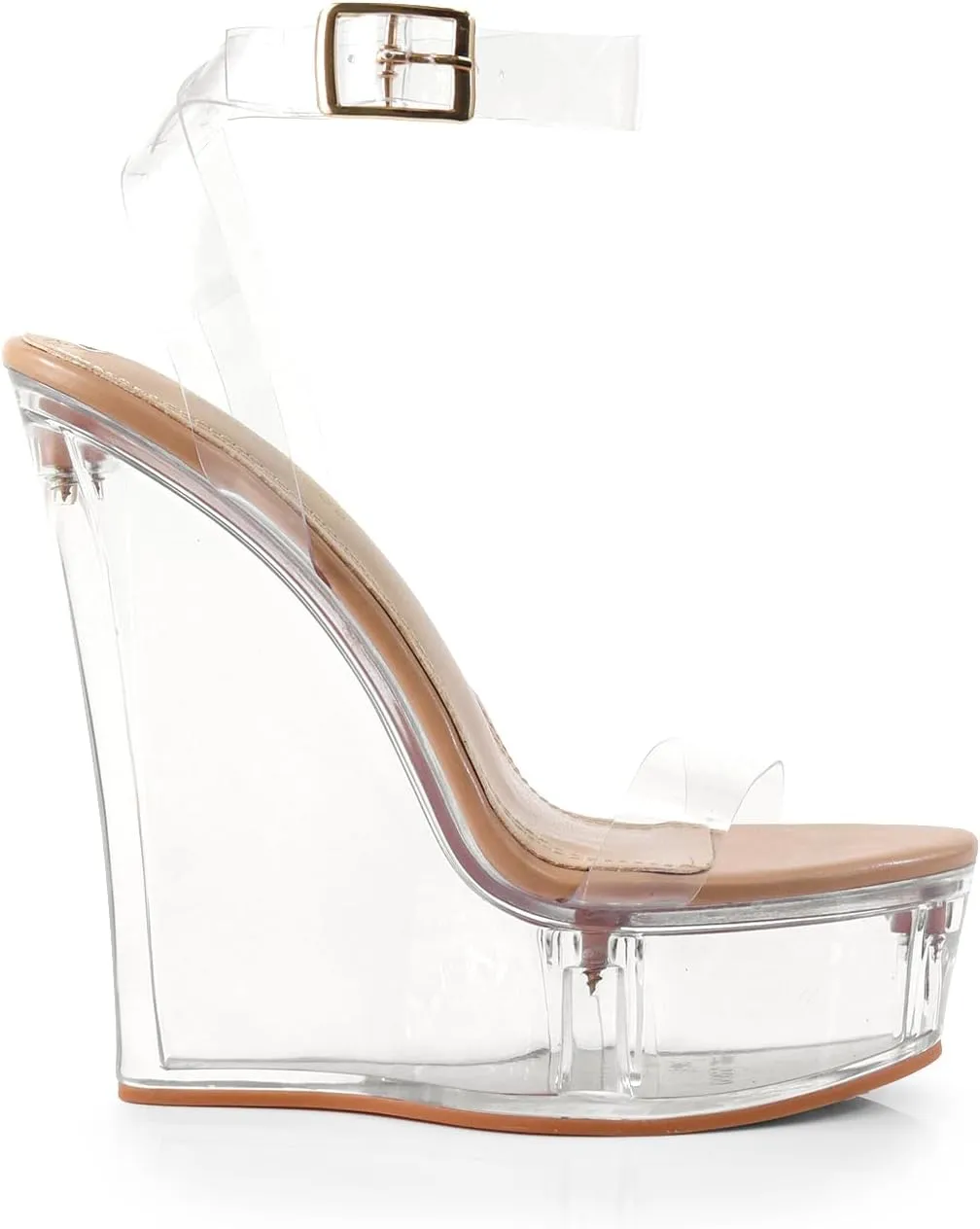 FREDERICK'S OF HOLLYWOOD PERSPEX WEDGE W/MATCHING PERSPEX UPPER, FOH-CRYSTAL