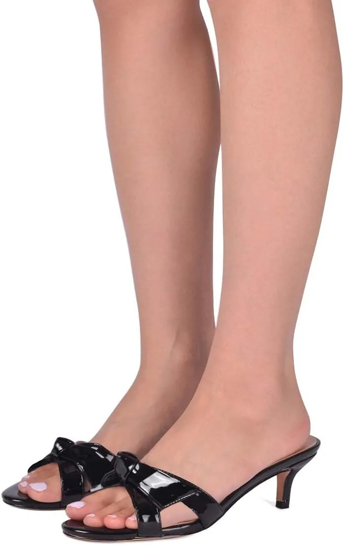 FSJ Women Cute Bowknot Slip On Mules Summer Open Toe Kitten Low Heel Sandal Ladies Casual Comfy Walking Dress Shoes Size 4-15 M US