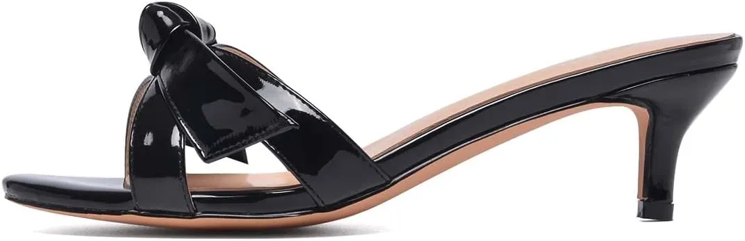 FSJ Women Cute Bowknot Slip On Mules Summer Open Toe Kitten Low Heel Sandal Ladies Casual Comfy Walking Dress Shoes Size 4-15 M US