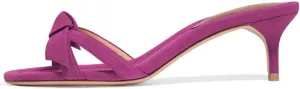 FSJ Women Cute Bowknot Slip On Mules Summer Open Toe Kitten Low Heel Sandal Ladies Casual Comfy Walking Dress Shoes Size 4-15 M US