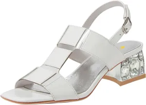 FSJ Women Open Toe Heeled Sandals Chunky Mid Heel Slingbacks T Strap Buckle Multicolor Band Crystal Block Heel Versatile Comfy Shoes Size 4-16 US