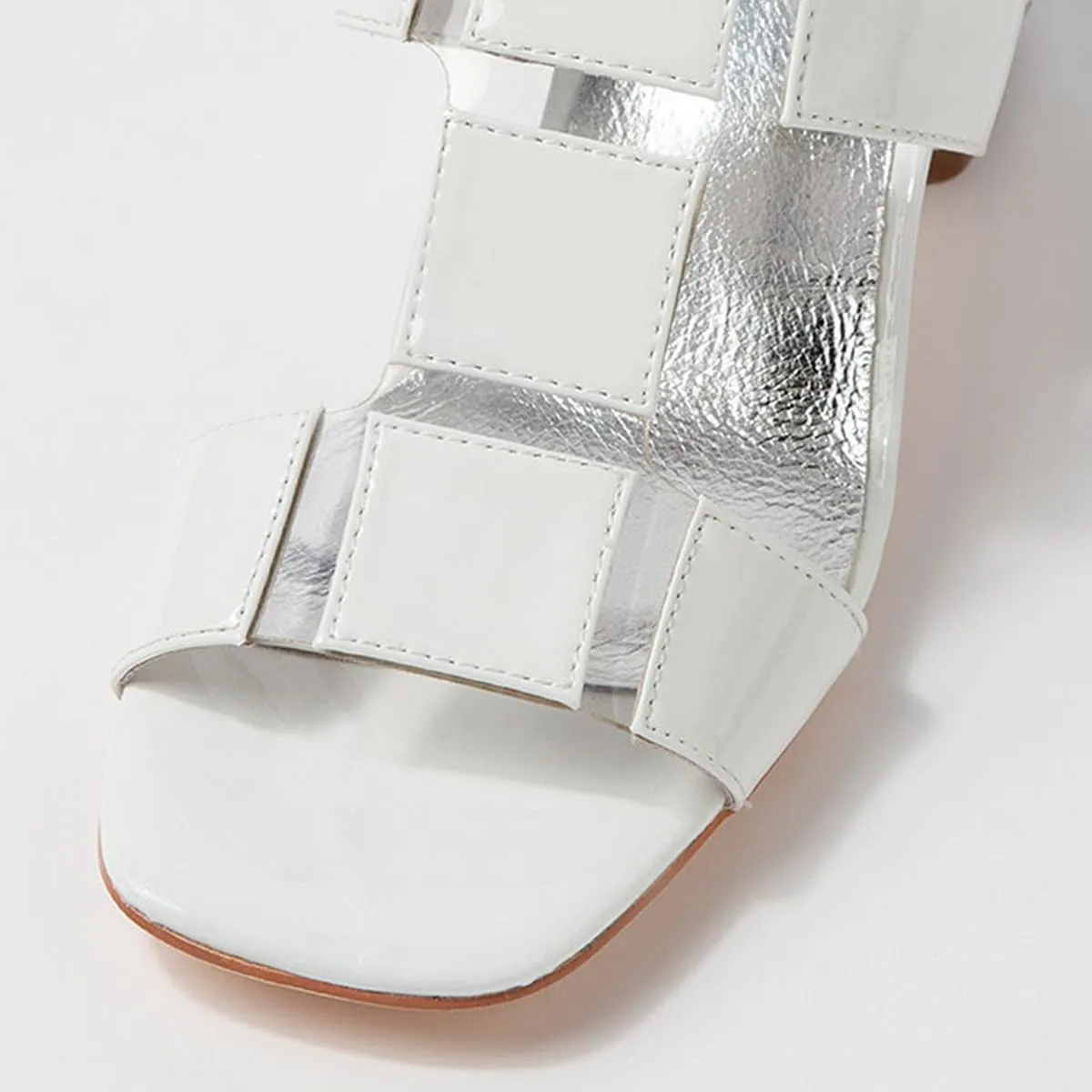 FSJ Women Open Toe Heeled Sandals Chunky Mid Heel Slingbacks T Strap Buckle Multicolor Band Crystal Block Heel Versatile Comfy Shoes Size 4-16 US