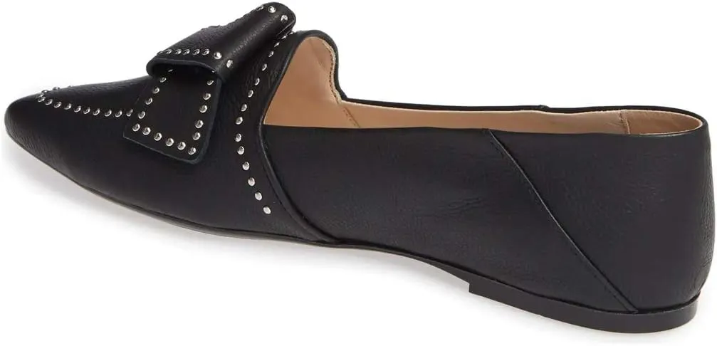 FSJ Women Trendy Point Toe Studs Loafer Flats Slip On Low Heels Pumps Bowknot Comfort Casual Formal Dress Shoes Size 4-15 US