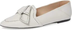 FSJ Women Trendy Point Toe Studs Loafer Flats Slip On Low Heels Pumps Bowknot Comfort Casual Formal Dress Shoes Size 4-15 US