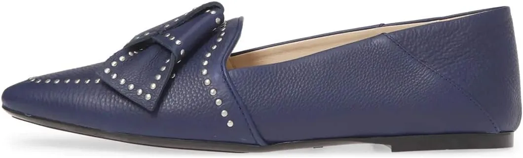 FSJ Women Trendy Point Toe Studs Loafer Flats Slip On Low Heels Pumps Bowknot Comfort Casual Formal Dress Shoes Size 4-15 US