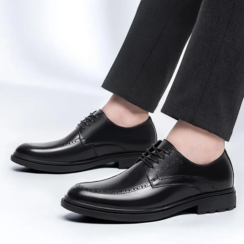 Genuine Leather Oxford Shoes for Men - Formal Business Lace Up Tuxedo Wingtip Dress Shoes