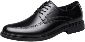 Genuine Leather Oxford Shoes for Men - Formal Business Lace Up Tuxedo Wingtip Dress Shoes