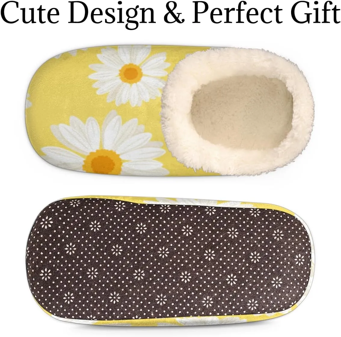 Geometric Cactus Floral Slippers for Women， Soft Cozy Warm Fuzzy Memory Foam House Slippers， Non Slip Closed Back Winter Comfy Plush Ladies House Shoes for Indoor Bedroom