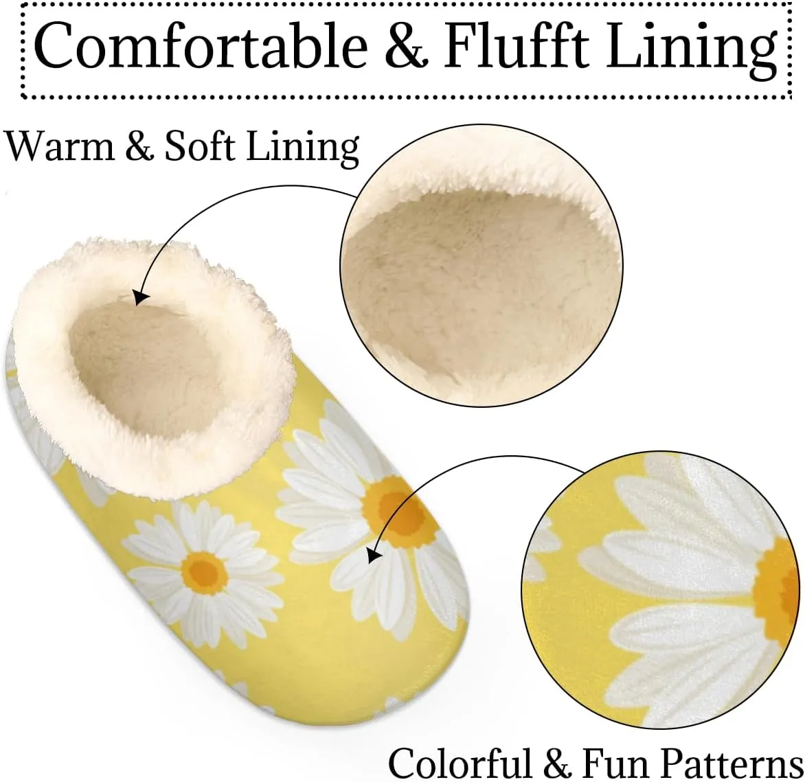 Geometric Cactus Floral Slippers for Women， Soft Cozy Warm Fuzzy Memory Foam House Slippers， Non Slip Closed Back Winter Comfy Plush Ladies House Shoes for Indoor Bedroom