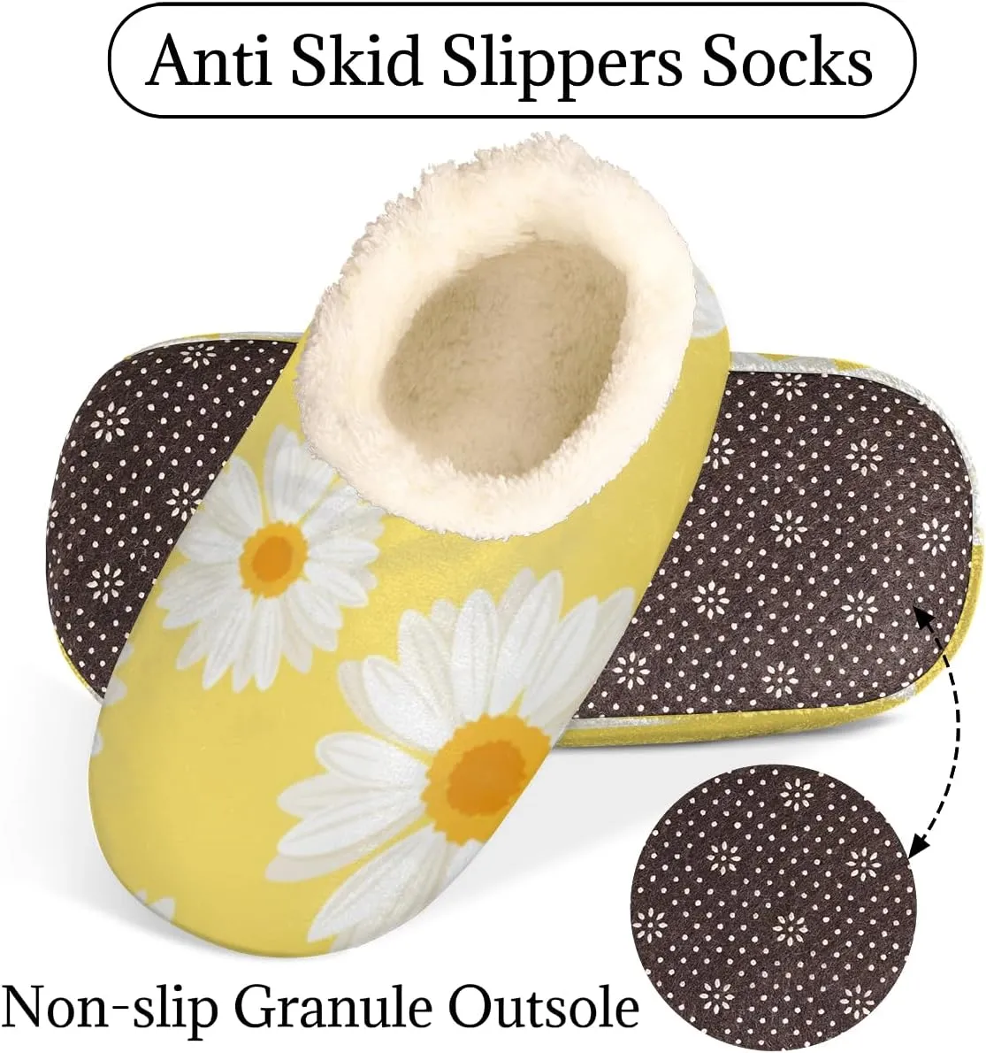 Geometric Cactus Floral Slippers for Women， Soft Cozy Warm Fuzzy Memory Foam House Slippers， Non Slip Closed Back Winter Comfy Plush Ladies House Shoes for Indoor Bedroom