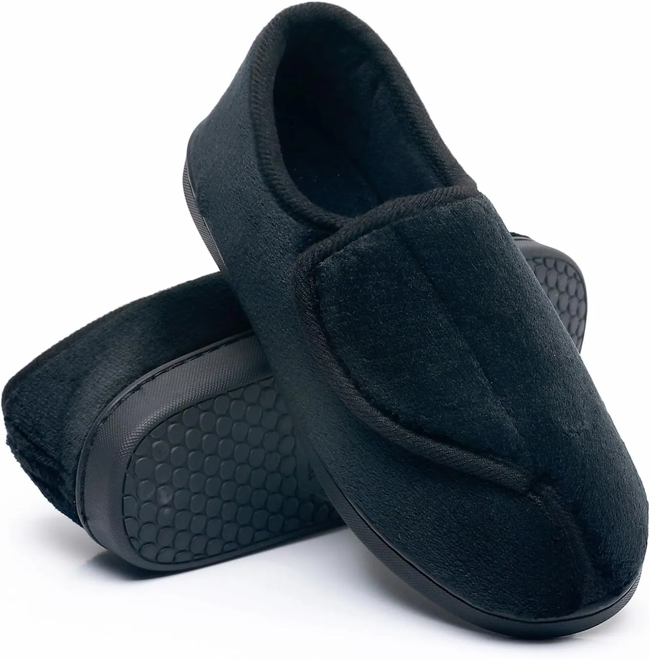 Git-up Women Memory Foam Diabetic Slippers Arthritis Edema Adjustable Closed Toe Swollen Feet Slippers Comfortable House Indoor Outdoor Shoes with Rubber Sole