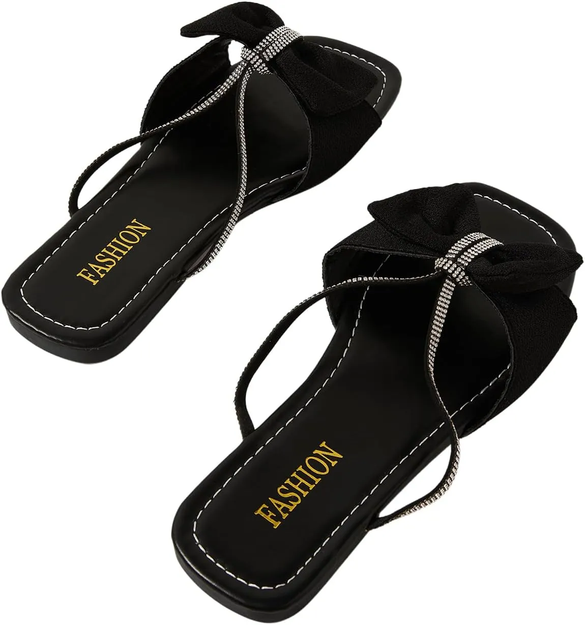 GORGLITTER Women's Bow Flats Sandals Dress Strappy Open Toe Summer Slides Sandal