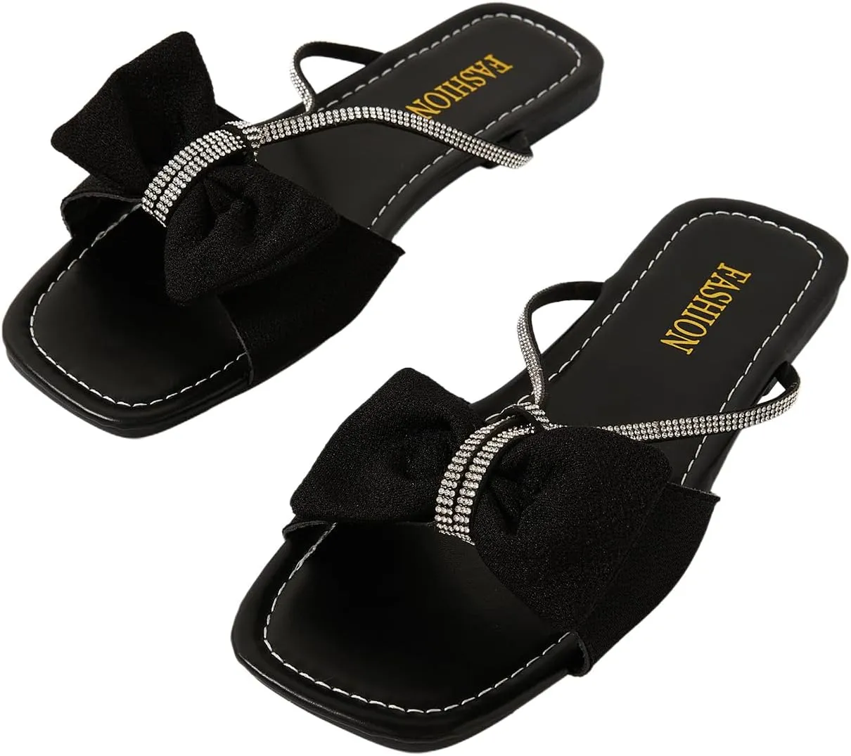 GORGLITTER Women's Bow Flats Sandals Dress Strappy Open Toe Summer Slides Sandal