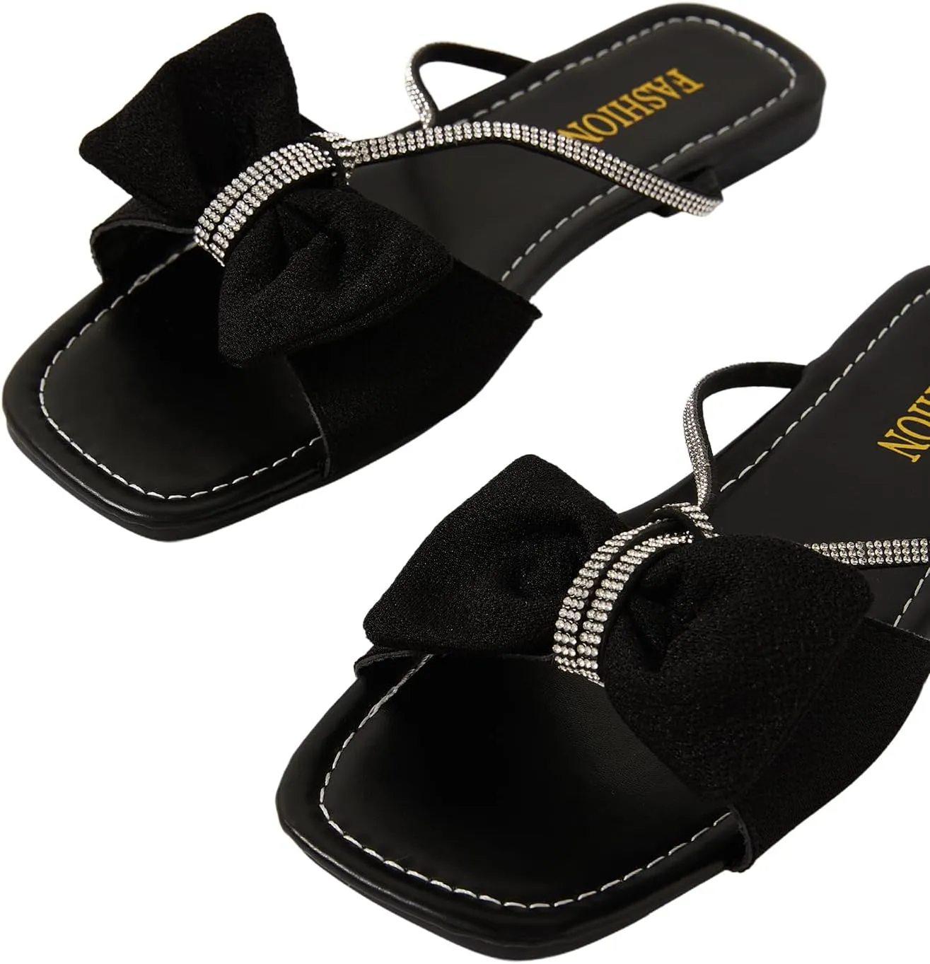 GORGLITTER Women's Bow Flats Sandals Dress Strappy Open Toe Summer Slides Sandal
