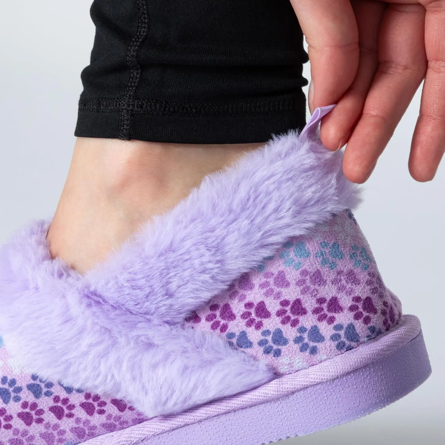 GreaterGood Paw Print Faux Fur Lined Indoor/Outdoor Slippers
