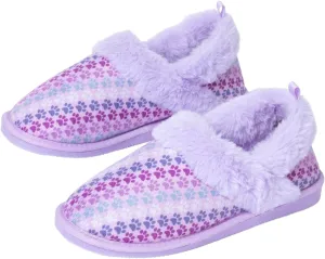 GreaterGood Paw Print Faux Fur Lined Indoor/Outdoor Slippers