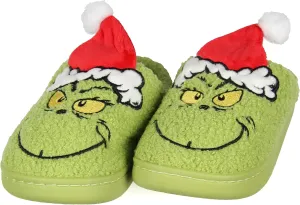 Grinch Slippers Dr Seuss The Grinch Who Stole Christmas 3D Hat Holiday Matching Family Rubber Bottom House Slipper