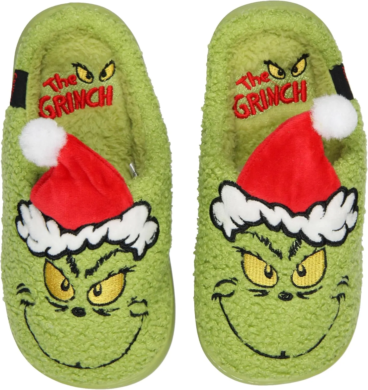 Grinch Slippers Dr Seuss The Grinch Who Stole Christmas 3D Hat Holiday Matching Family Rubber Bottom House Slipper
