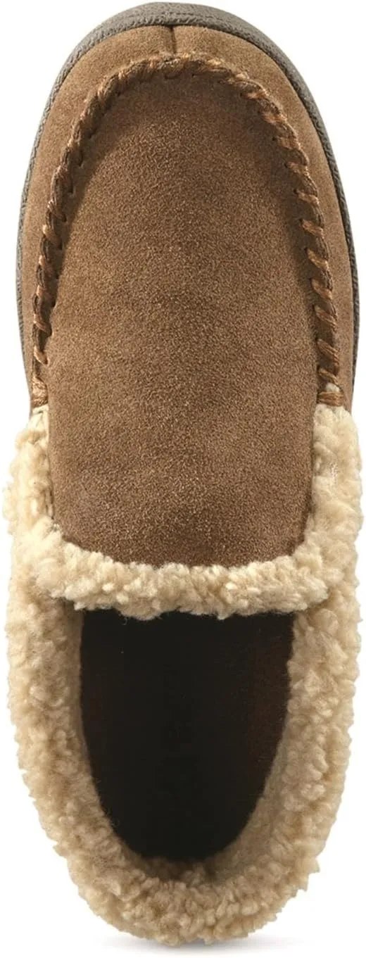 Guide Gear Burly II Men’s Fuzzy Warm Cozy Moccasin Slippers Indoor Outdoor Bedroom House Shoes
