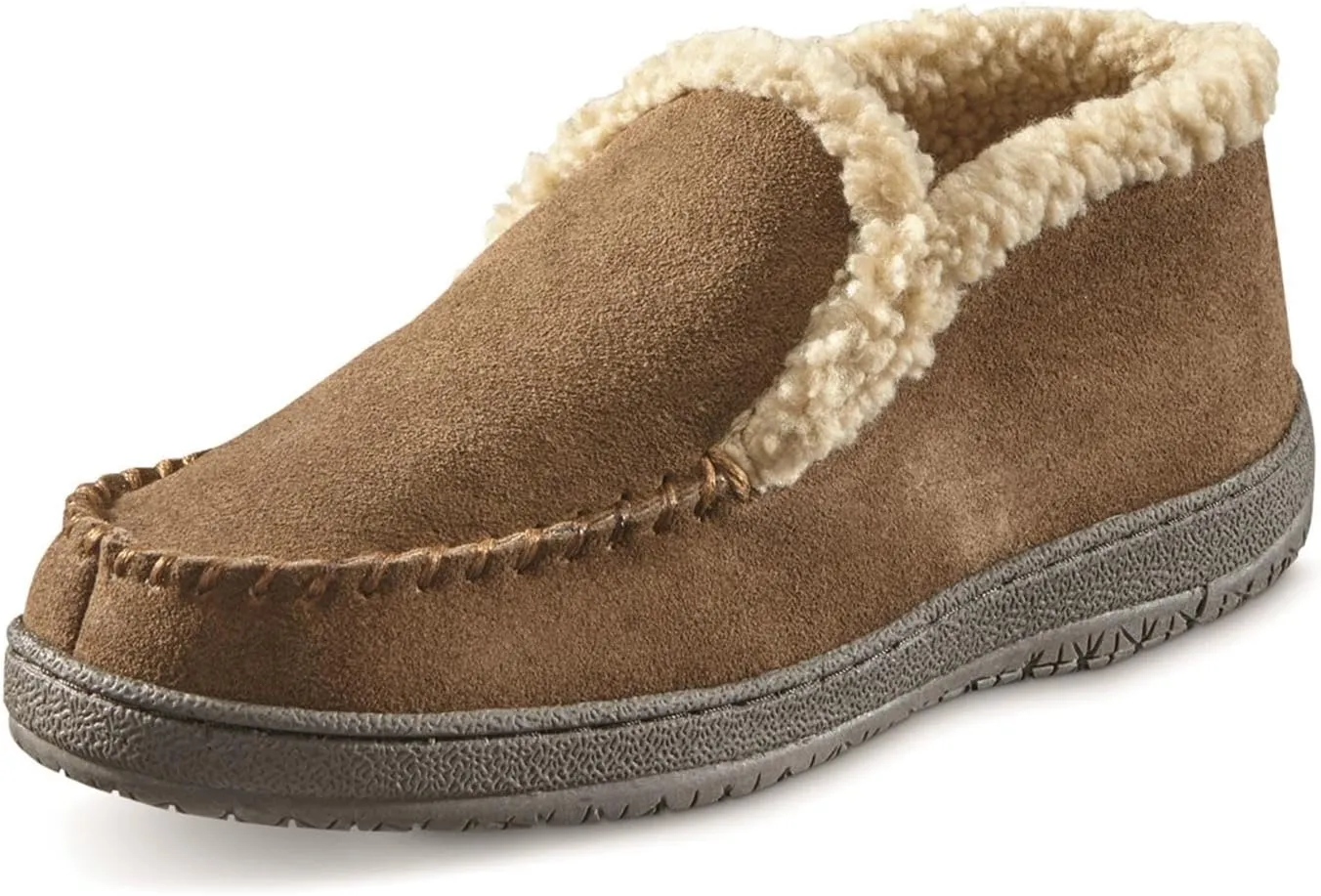 Guide Gear Burly II Men’s Fuzzy Warm Cozy Moccasin Slippers Indoor Outdoor Bedroom House Shoes